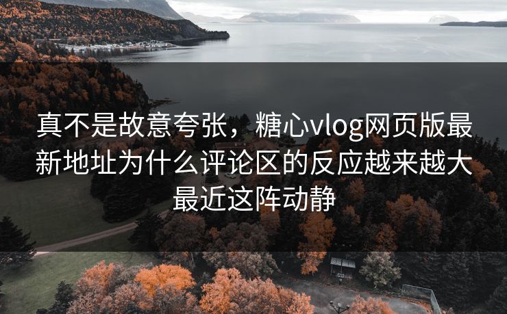 真不是故意夸张，糖心vlog网页版最新地址为什么评论区的反应越来越大最近这阵动静