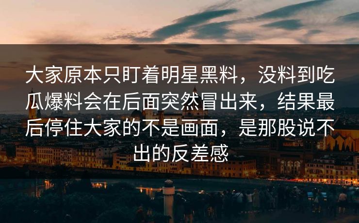 大家原本只盯着明星黑料，没料到吃瓜爆料会在后面突然冒出来，结果最后停住大家的不是画面，是那股说不出的反差感