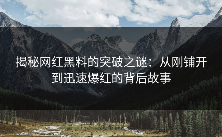 揭秘网红黑料的突破之谜：从刚铺开到迅速爆红的背后故事