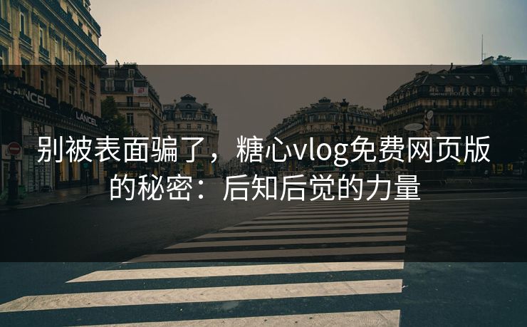 别被表面骗了，糖心vlog免费网页版的秘密：后知后觉的力量  第1张