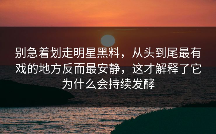 别急着划走明星黑料，从头到尾最有戏的地方反而最安静，这才解释了它为什么会持续发酵  第1张