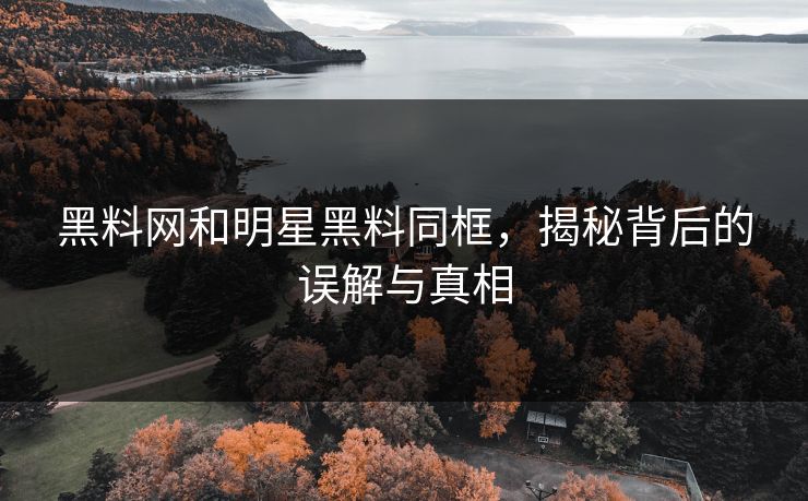 黑料网和明星黑料同框，揭秘背后的误解与真相