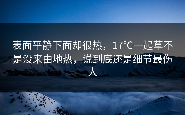表面平静下面却很热，17℃一起草不是没来由地热，说到底还是细节最伤人  第1张